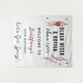 Older Wiser Hotter Silver Fabric Birthday Banner タペストリー (正面(横))