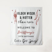 Older Wiser Hotter Silver Fabric Birthday Banner タペストリー (正面)
