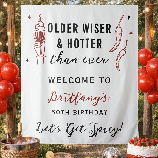 Older Wiser Hotter Silver Fabric Birthday Banner タペストリー