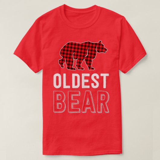 Oldest Bear Red Buffalo Plaid Matching Family Chri Tシャツ (デザイン正面)