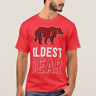 Oldest Bear Red Buffalo Plaid Matching Family Chri Tシャツ