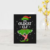 Oldest Elf Christmas Family Girls Women Elf Squad  カード (黄色い花)