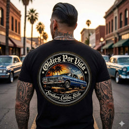 Oldies por vida Califas Stilo バックプリントTシャツ Tシャツ
