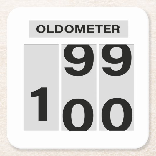 OLDOMETER 100歳の誕生日 99から100 スクエアペーパーコースター (正面)