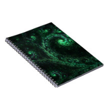 OldOnes GreenおよびBlack Spiral Fractal Notebook