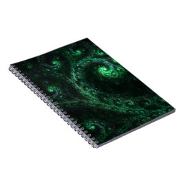 OldOnes GreenおよびBlack Spiral Fractal Notebook ノートブック