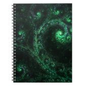 OldOnes GreenおよびBlack Spiral Fractal Notebook ノートブック (正面)