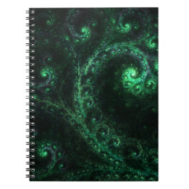 OldOnes GreenおよびBlack Spiral Fractal Notebook ノートブック