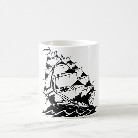 Olds Skoolの入れ墨の帆船海軍 コーヒーマグカップ (中央)