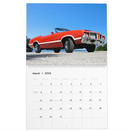 Oldsmobile Calendar カレンダー (3月 2026)