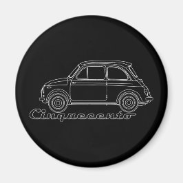 Oldtimer イタリアン Fiat Cinquecento 500 ccブループリント マグネット