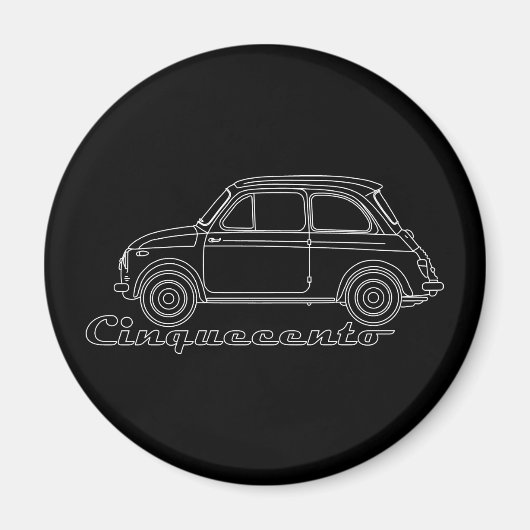 Oldtimer イタリアン Fiat Cinquecento 500 ccブループリント マグネット (正面)