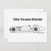 Oldtimer 1939er Deutschland Mercedes Sielberpfeil ポストカード (正面/裏面)