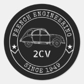 Oldtimer 2CV Abzeichen Engineering Emblem ラウンドシール (正面)