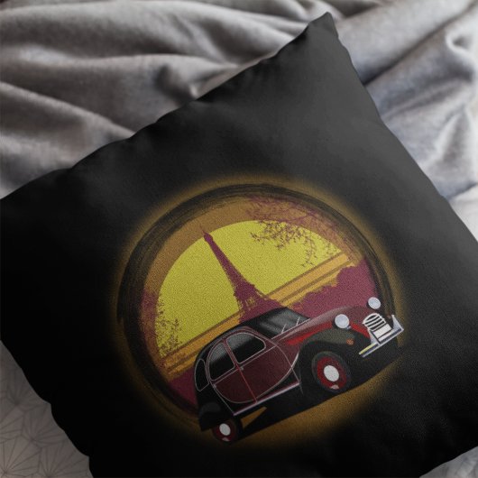 Oldtimer 2cv Charleston Paris Sonnenuntergang クッション