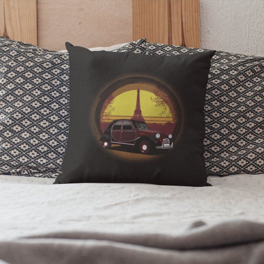 Oldtimer 2cv Charleston Paris Sonnenuntergang クッション