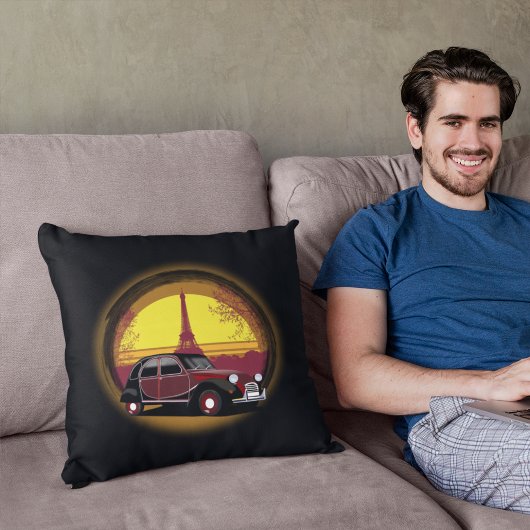 Oldtimer 2cv Charleston Paris Sonnenuntergang クッション