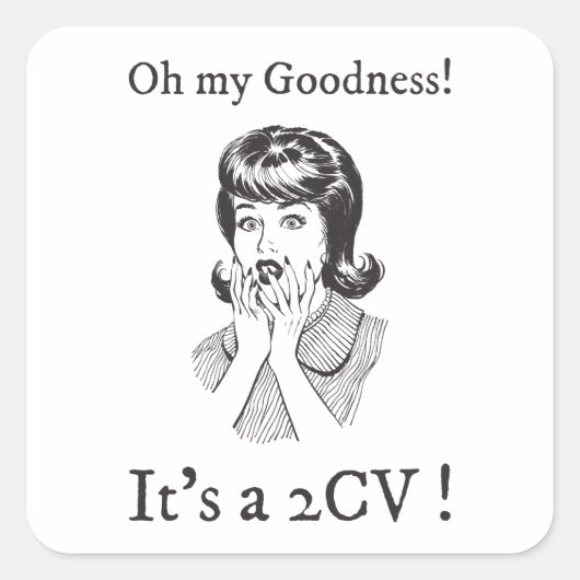 Oldtimer 2CV Ente Comic Stil  スクエアシール (正面)