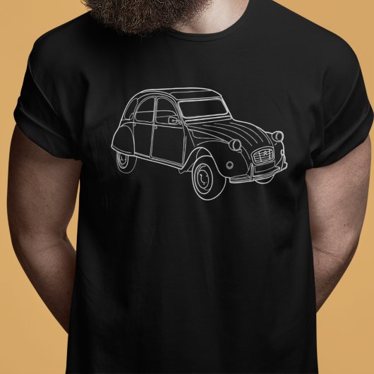 Oldtimer 2cv Ente Diagonal Linienzeichnung Tシャツ