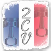 Oldtimer 2cv Ente Frankreich Flagge  シール (正面)