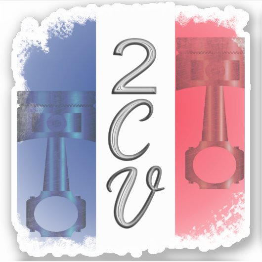 Oldtimer 2cv Ente Frankreich Flagge  シール (正面)