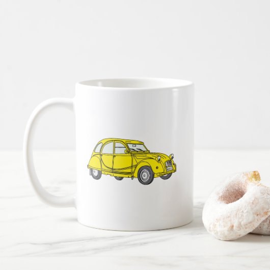 Oldtimer 2cv Ente Gelb コーヒーマグカップ (ドーナツ)