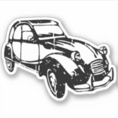 Oldtimer 2cv Ente Linienzeichnung Schwarz シール (正面)
