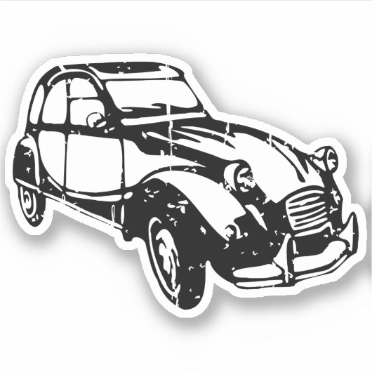 Oldtimer 2cv Ente Linienzeichnung Schwarz シール (正面)