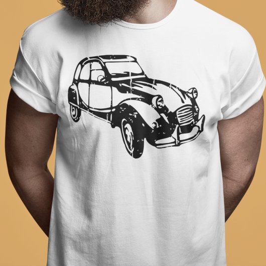 Oldtimer 2cv Ente Linienzeichnung Schwarz Tシャツ