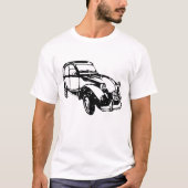Oldtimer 2cv Ente Linienzeichnung Schwarz Tシャツ (正面)