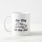 Oldtimer 2cv Ente Linienzeichnung Slogan コーヒーマグカップ (左)