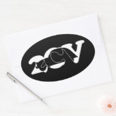 Oldtimer 2cv Ente Schatten Weiss 楕円形シール (封筒)