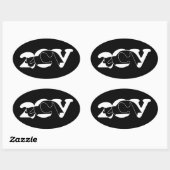 Oldtimer 2cv Ente Schatten Weiss 楕円形シール (シート)