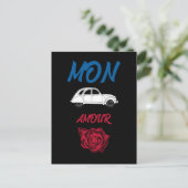 Oldtimer 2cv Ente Tricolore Mon amour ポストカード (スタンド正面)