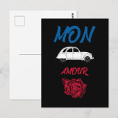 Oldtimer 2cv Ente Tricolore Mon amour ポストカード (正面/裏面)