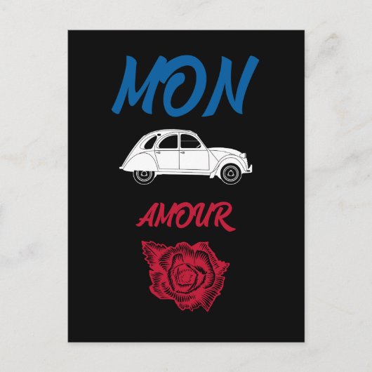 Oldtimer 2cv Ente Tricolore Mon amour ポストカード (正面)