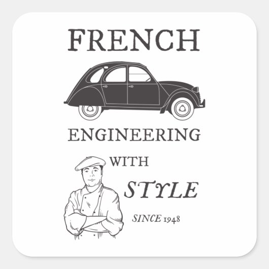 Oldtimer 2cv French engineering Retro スクエアシール (正面)