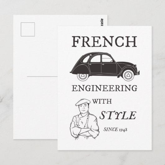 Oldtimer 2cv French engineering Retro ポストカード (正面/裏面)