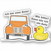 Oldtimer 2cv Ich bin eine Ente Humor シール (正面)