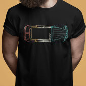 Oldtimer 2cv Regenbogen Linienzeichnung Tシャツ