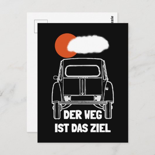 Oldtimer 2cv Retro Sonnenuntergang ポストカード (正面/裏面)