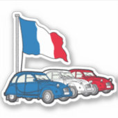 Oldtimer 2CV Trio Frankreich Flagge シール (正面)