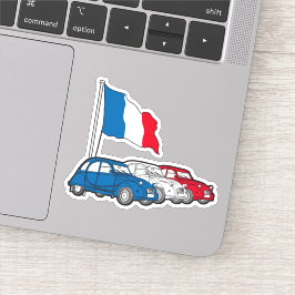 Oldtimer 2CV Trio Frankreich Flagge シール