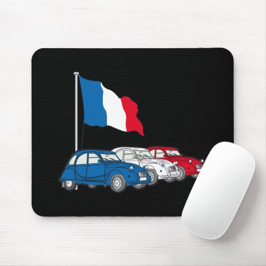 Oldtimer 2CV Trio Frankreich Flagge マウスパッド (マウス)