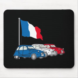 Oldtimer 2CV Trio Frankreich Flagge マウスパッド