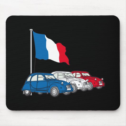 Oldtimer 2CV Trio Frankreich Flagge マウスパッド (正面)