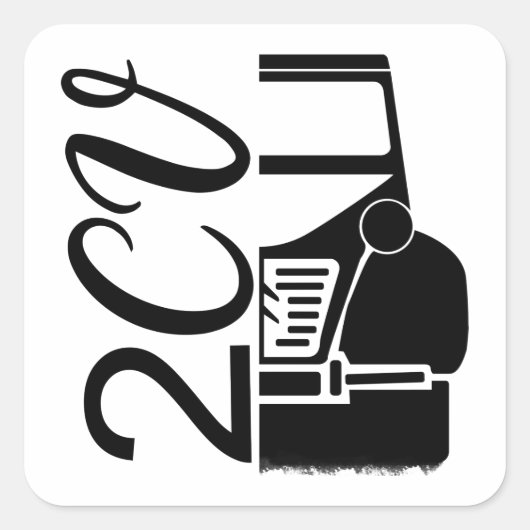 Oldtimer 2cv Typografie Halbe Ente スクエアシール (正面)