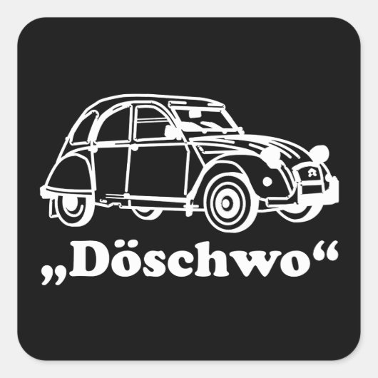 Oldtimer 2cv Weisse Döschwo Silhouette スクエアシール (正面)