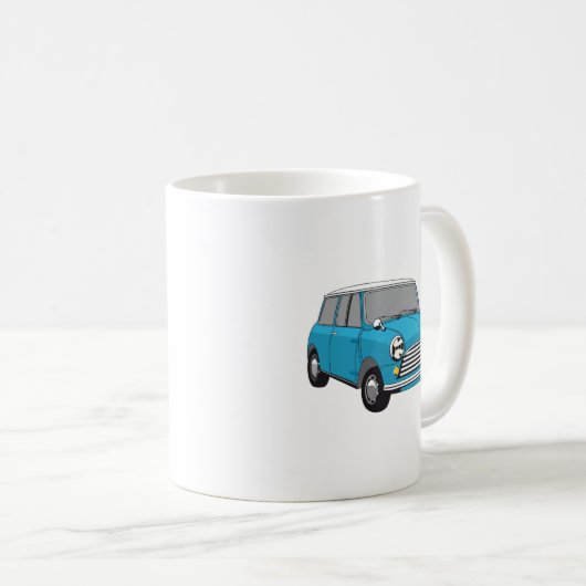 Oldtimer Blauer British Mini Cooper コーヒーマグカップ (正面右)