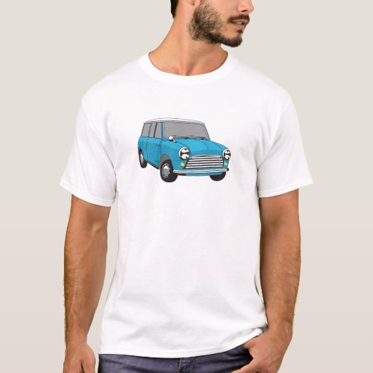 Oldtimer Blauer British Mini Cooper Tシャツ (正面)